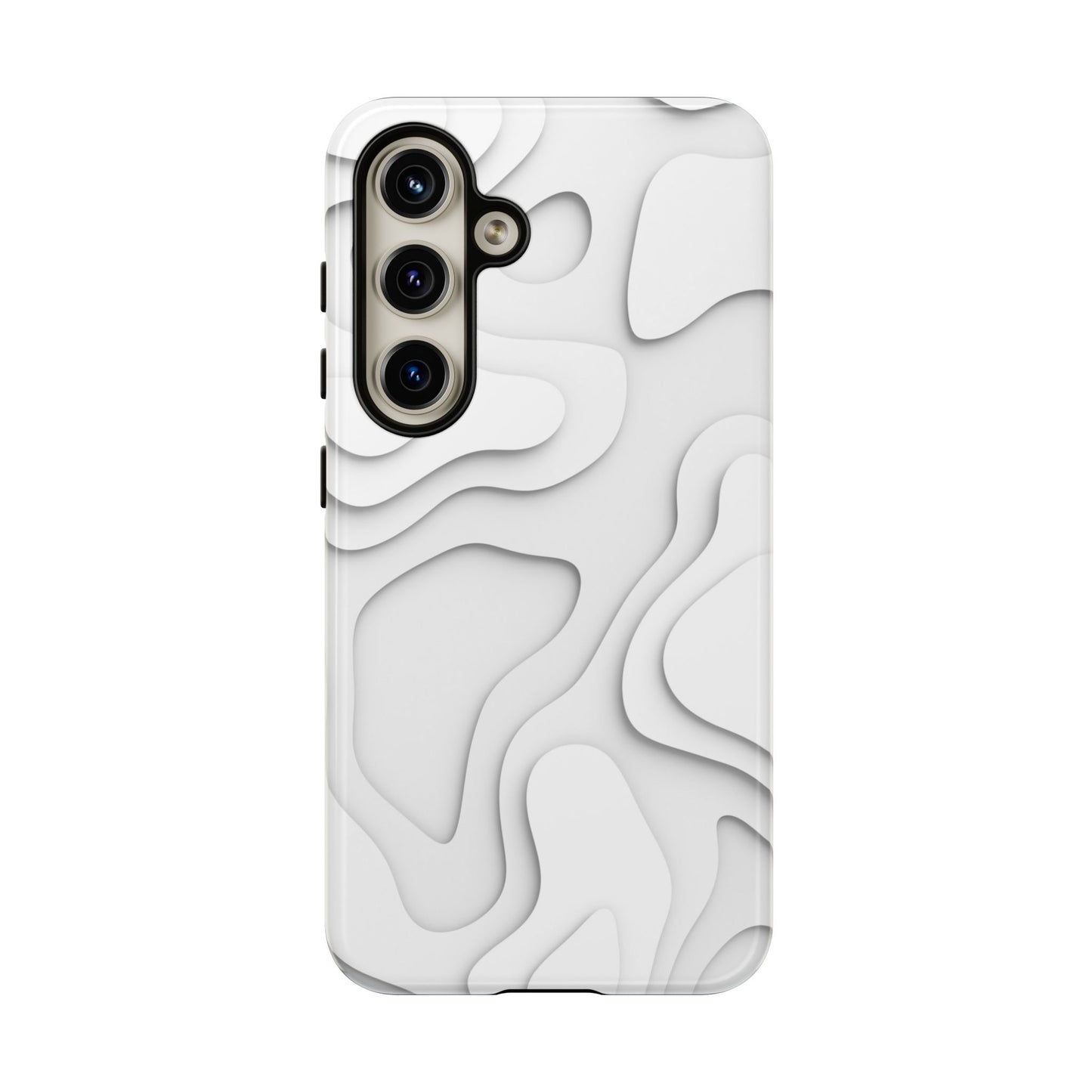 White 3D Topographic Wave Tough Phone Case