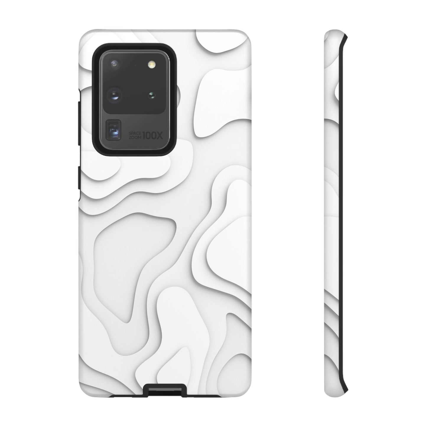 White 3D Topographic Wave Tough Phone Case