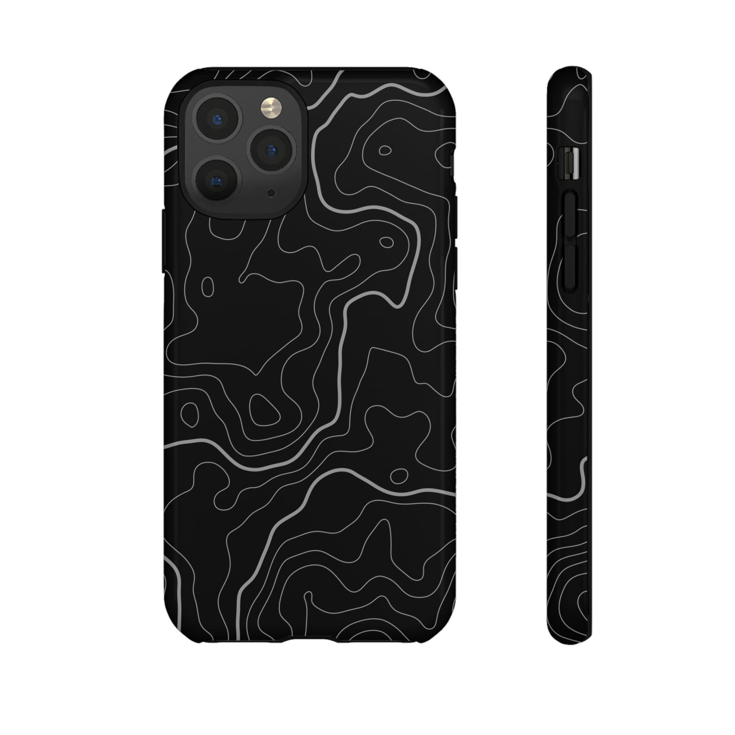 Black Topographic Tough Phone Case