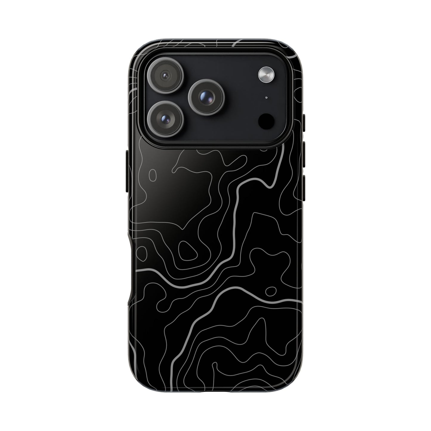 Black Topographic Tough Phone Case