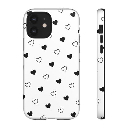 Black Hearts Minimal Tough Phone Case