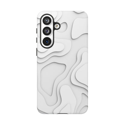 White 3D Topographic Wave Tough Phone Case