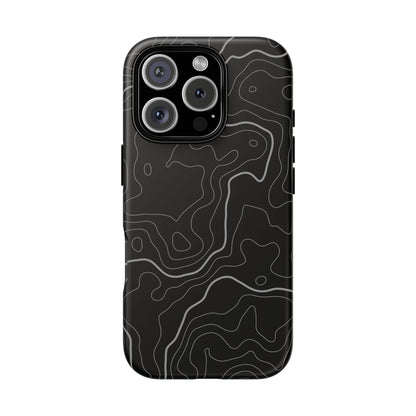 Black Topographic Tough Phone Case