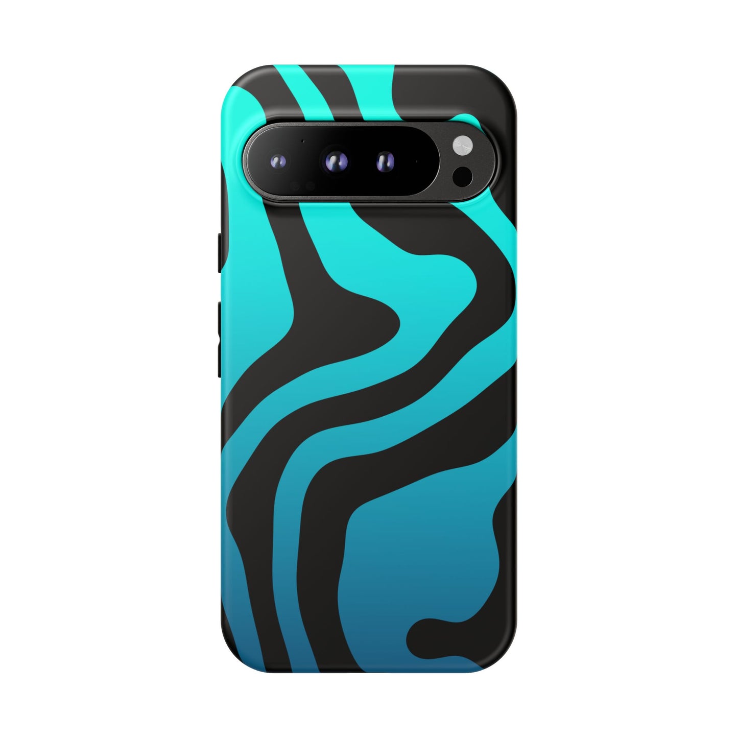 Black Aqua Wave Tough Phone Case