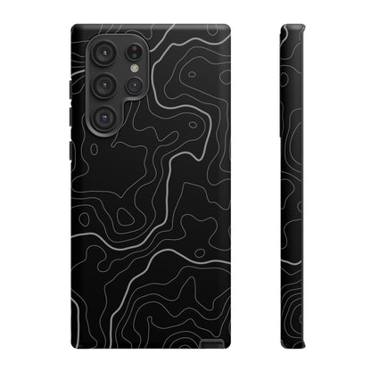 Black Topographic Tough Phone Case