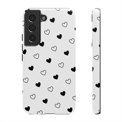 Black Hearts Minimal Tough Phone Case