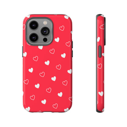 Cherry Red Heart Pattern Tough Phone Case