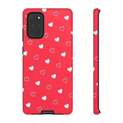 Cherry Red Heart Pattern Tough Phone Case