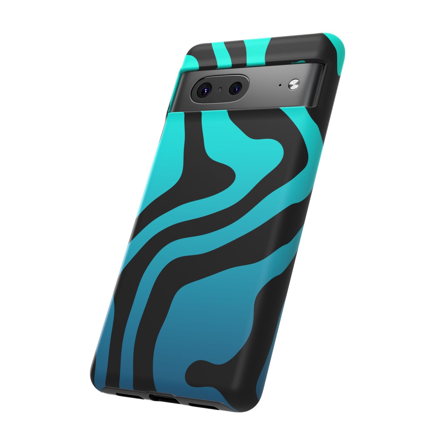 Black Aqua Wave Tough Phone Case