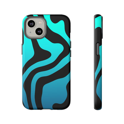 Black Aqua Wave Tough Phone Case