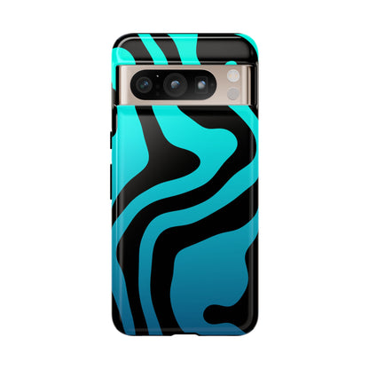 Black Aqua Wave Tough Phone Case