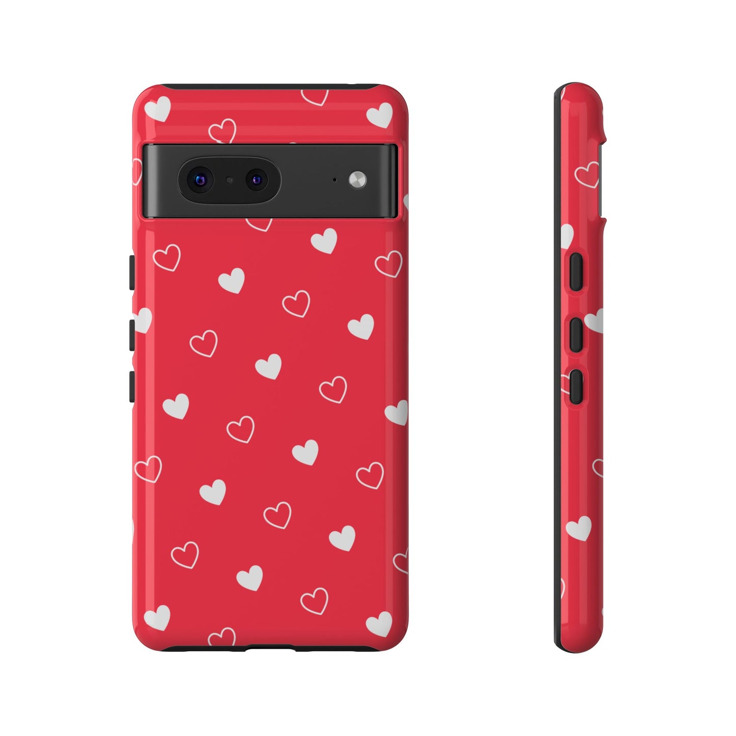 Cherry Red Heart Pattern Tough Phone Case