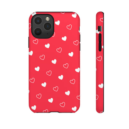 Cherry Red Heart Pattern Tough Phone Case