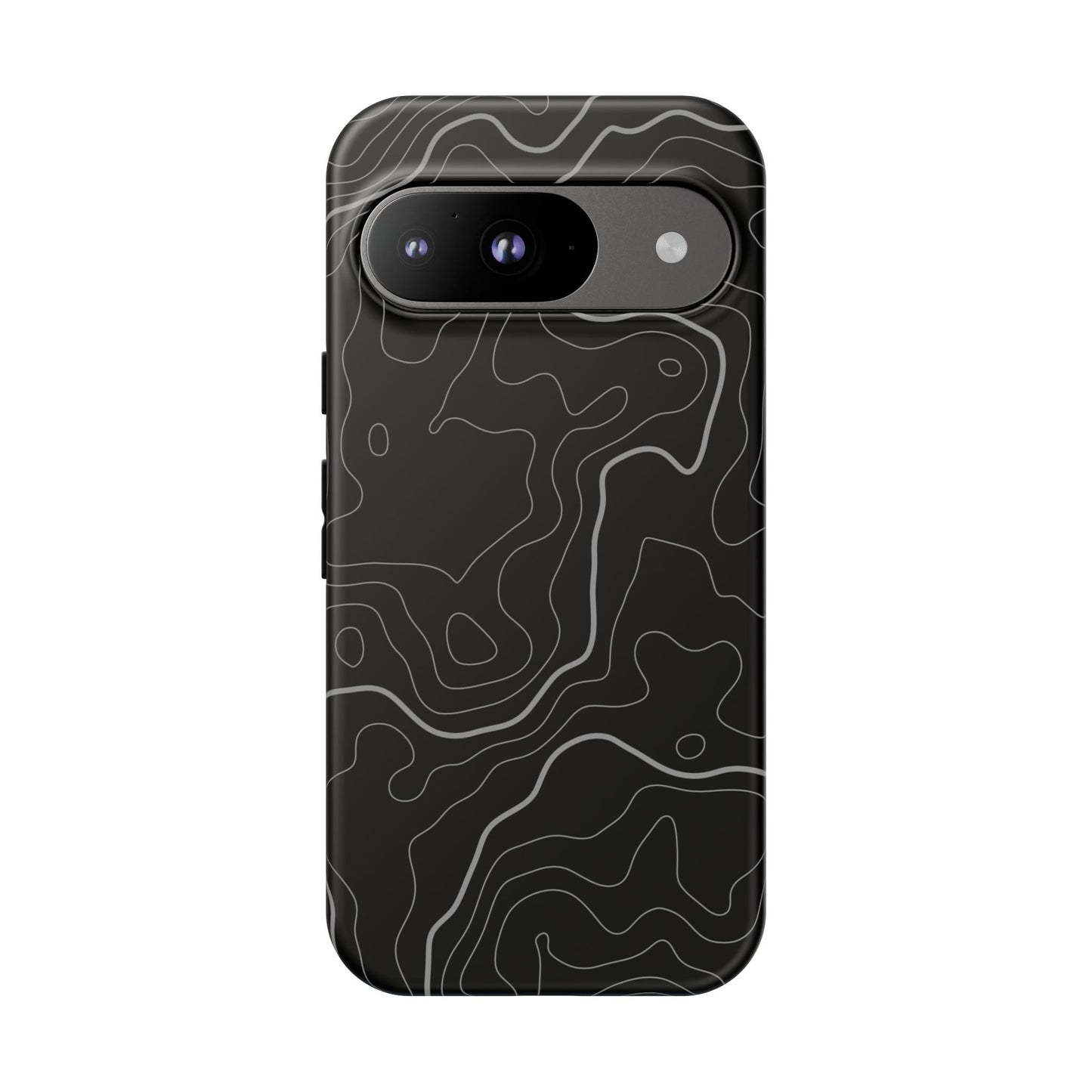 Black Topographic Tough Phone Case