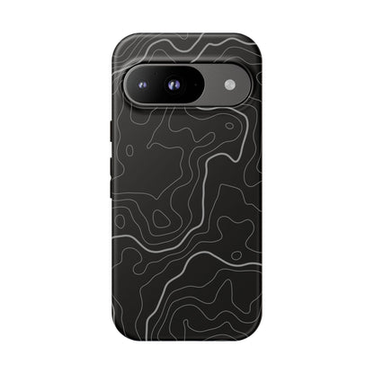 Black Topographic Tough Phone Case