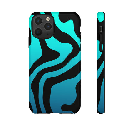Black Aqua Wave Tough Phone Case