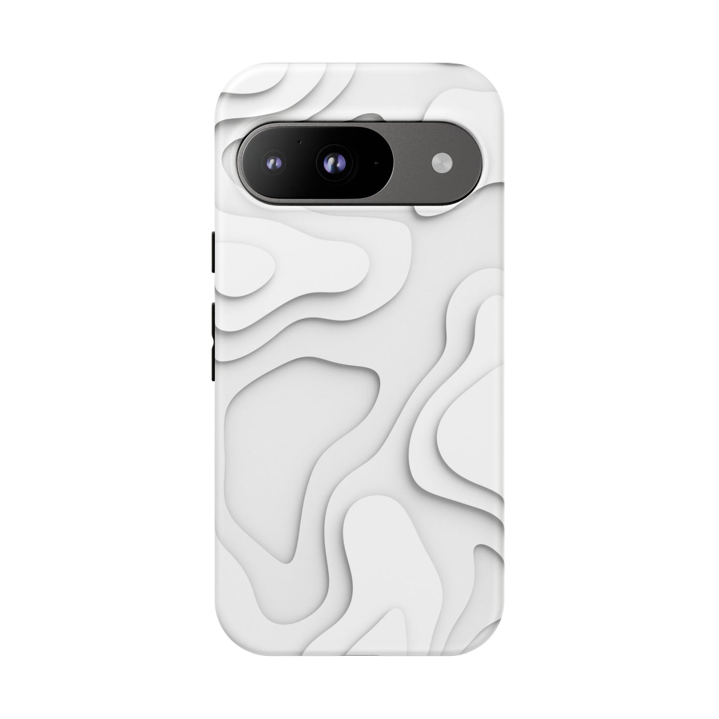 White 3D Topographic Wave Tough Phone Case