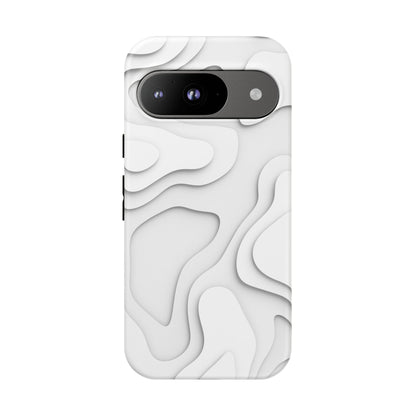 White 3D Topographic Wave Tough Phone Case