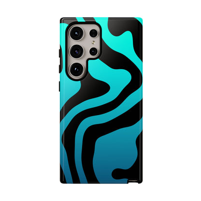 Black Aqua Wave Tough Phone Case