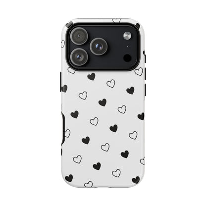 Black Hearts Minimal Tough Phone Case