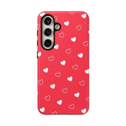 Cherry Red Heart Pattern Tough Phone Case