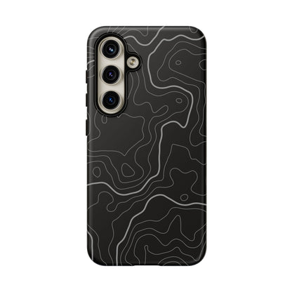 Black Topographic Tough Phone Case