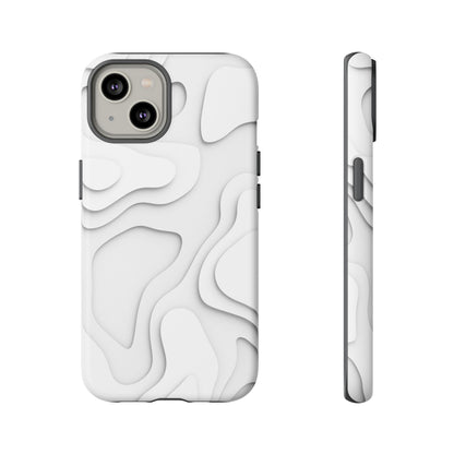 White 3D Topographic Wave Tough Phone Case