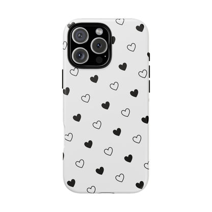 Black Hearts Minimal Tough Phone Case