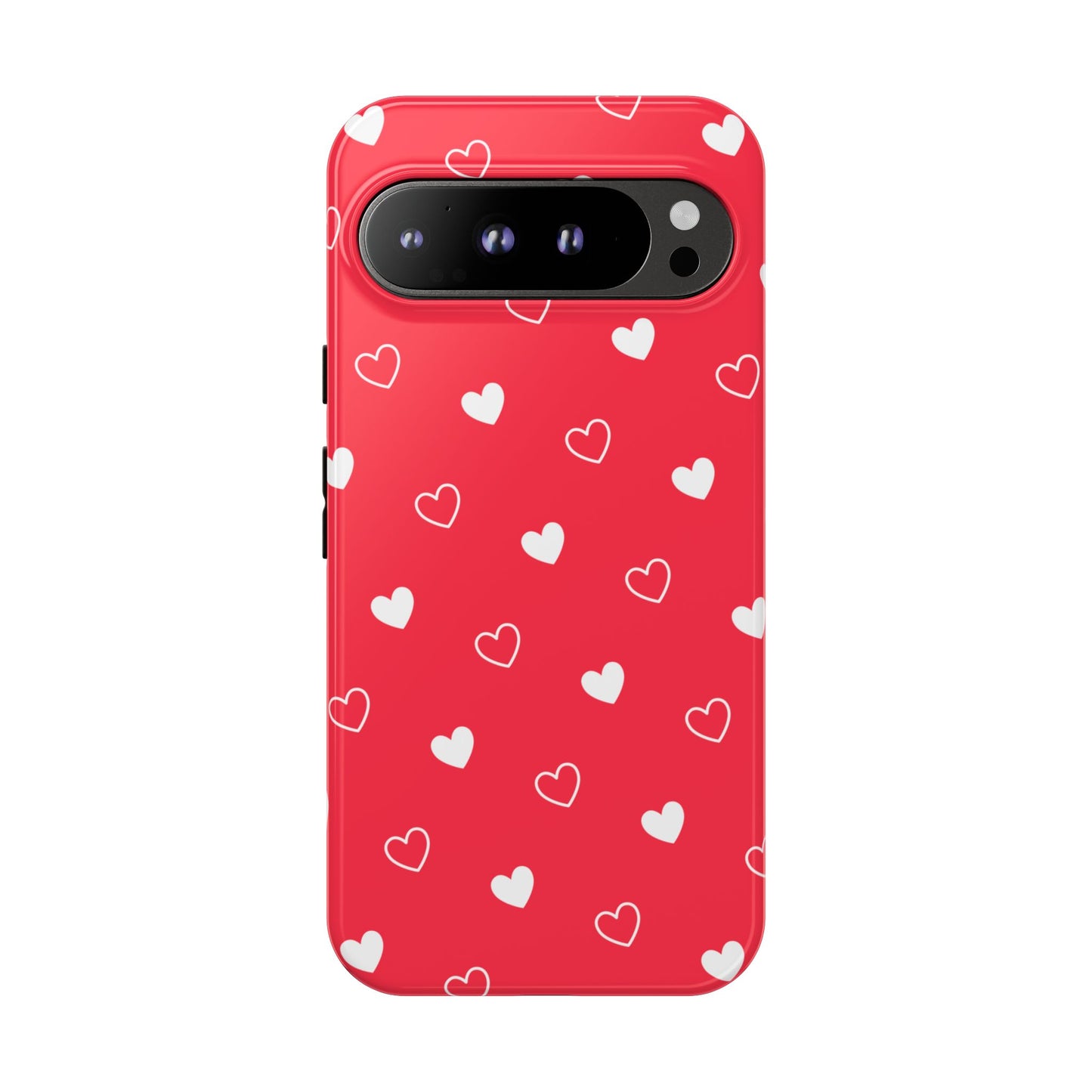 Cherry Red Heart Pattern Tough Phone Case