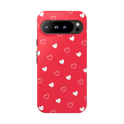 Cherry Red Heart Pattern Tough Phone Case