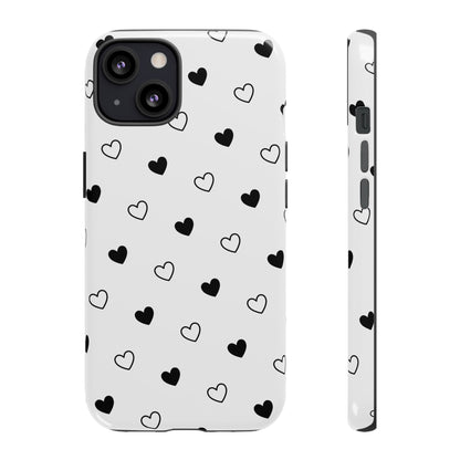Black Hearts Minimal Tough Phone Case