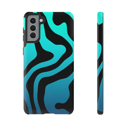 Black Aqua Wave Tough Phone Case