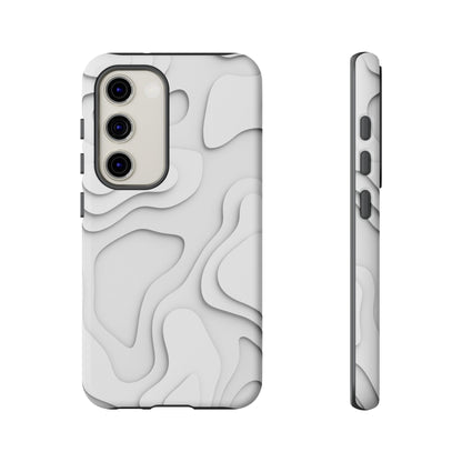 White 3D Topographic Wave Tough Phone Case