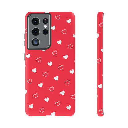 Cherry Red Heart Pattern Tough Phone Case