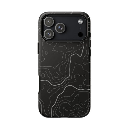 Black Topographic Tough Phone Case