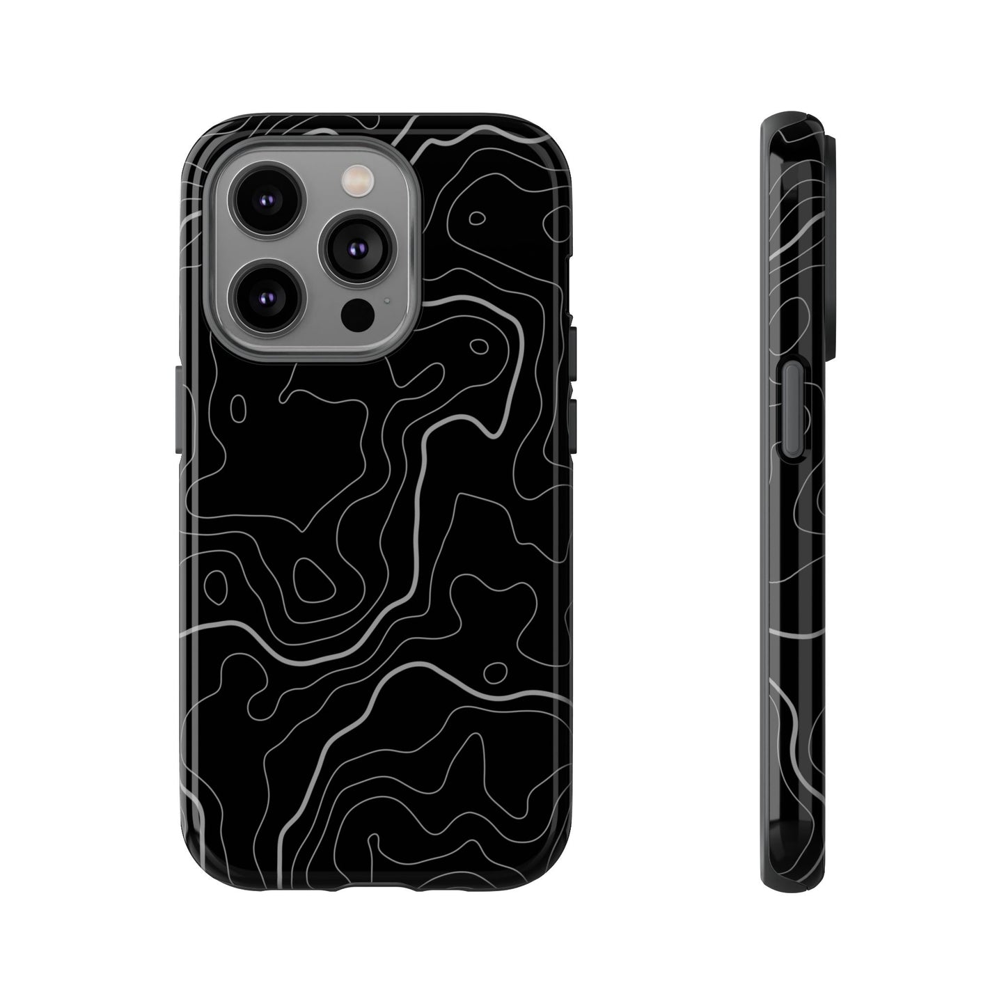 Black Topographic Tough Phone Case