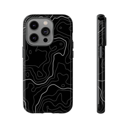 Black Topographic Tough Phone Case