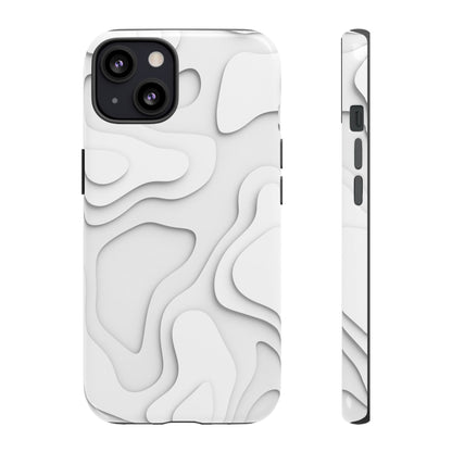 White 3D Topographic Wave Tough Phone Case