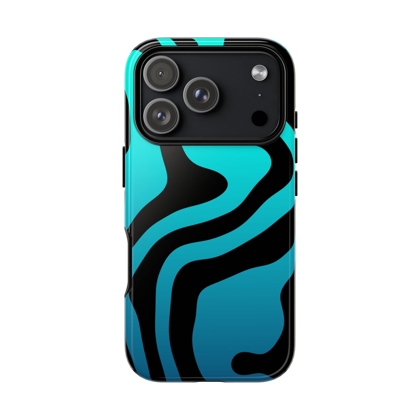 Black Aqua Wave Tough Phone Case