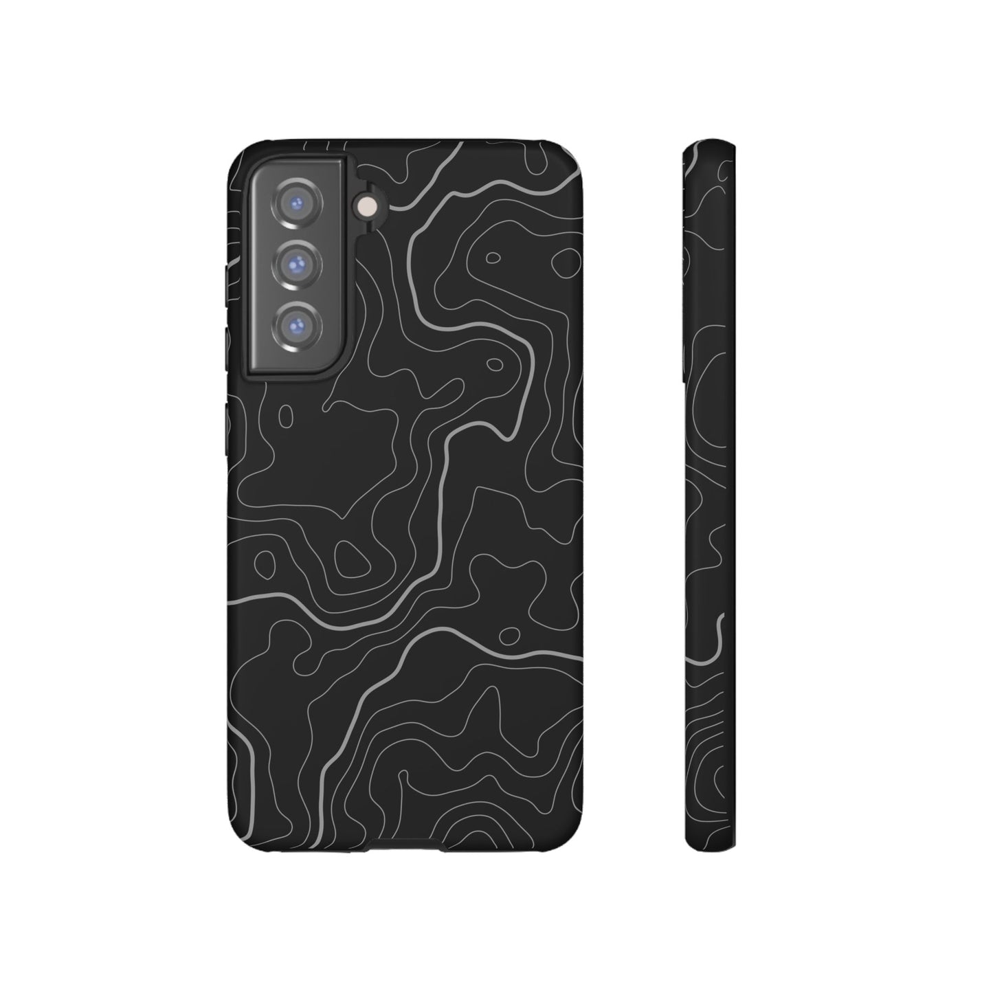 Black Topographic Tough Phone Case