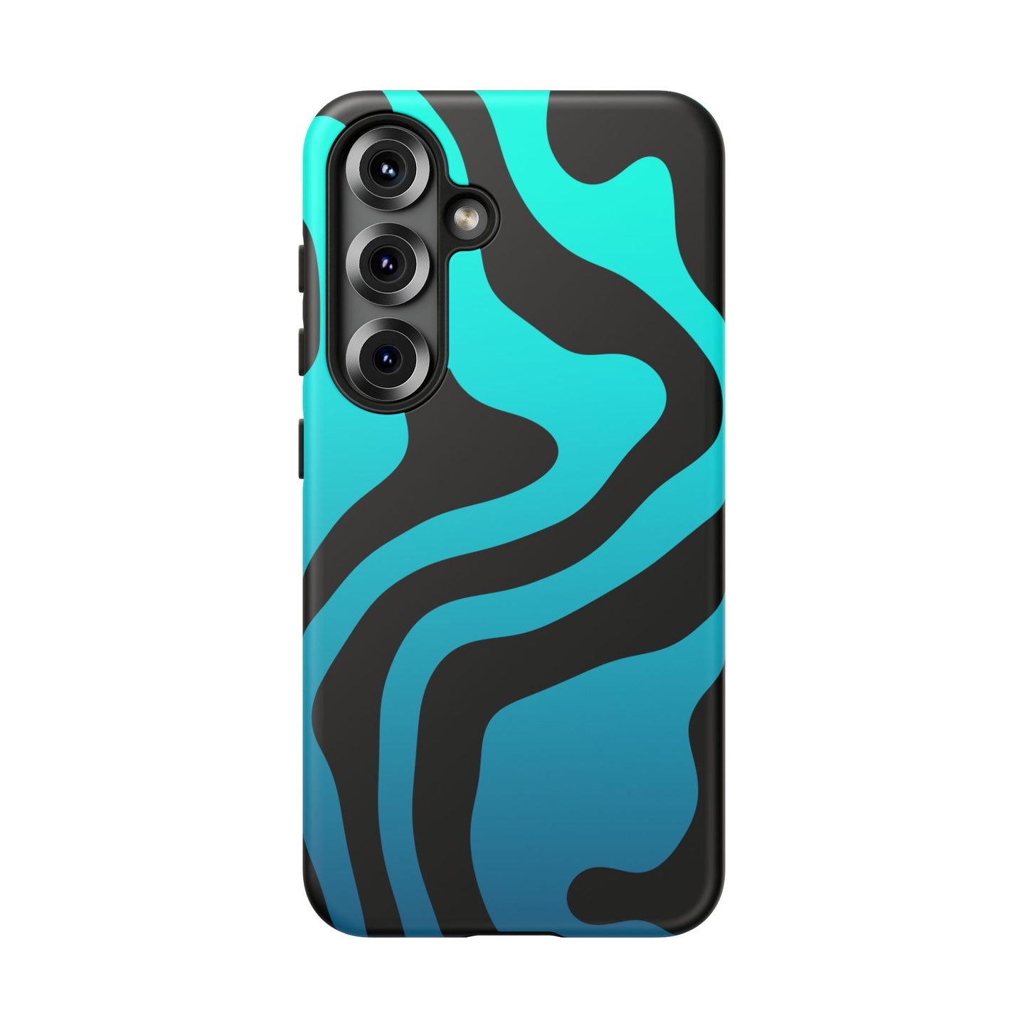 Black Aqua Wave Tough Phone Case