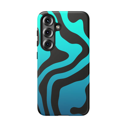 Black Aqua Wave Tough Phone Case