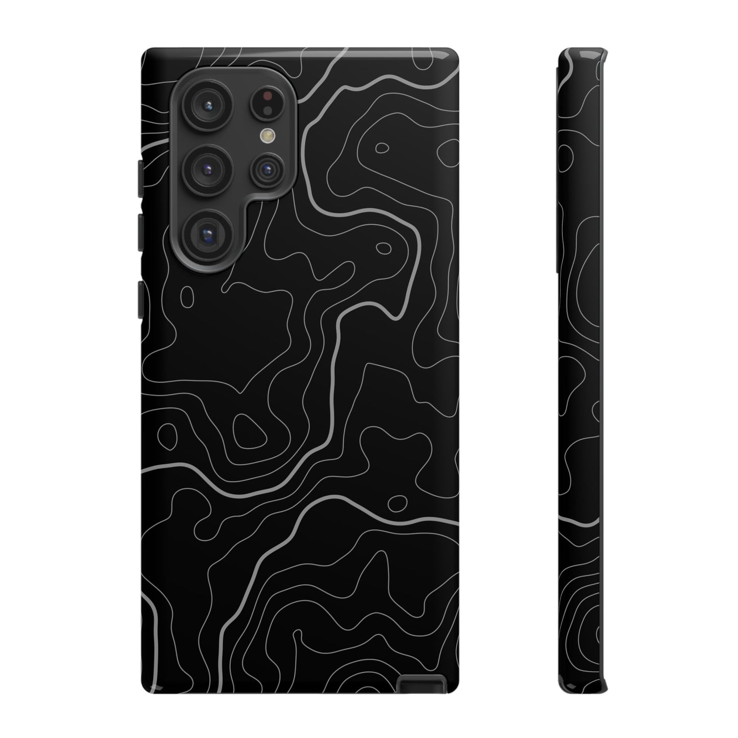 Black Topographic Tough Phone Case