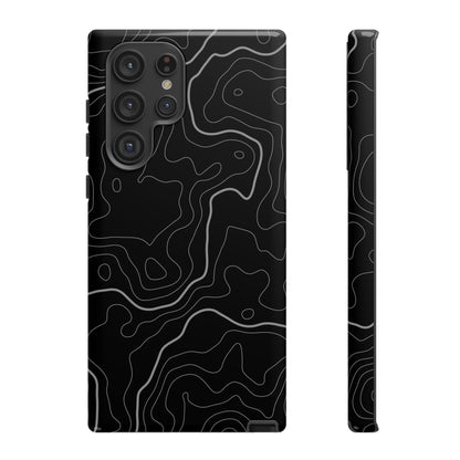 Black Topographic Tough Phone Case