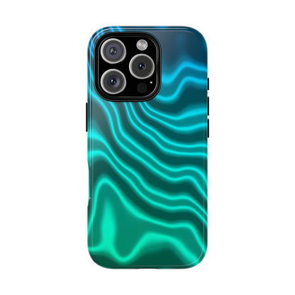 Teal Glow Wave Tough Phone Case