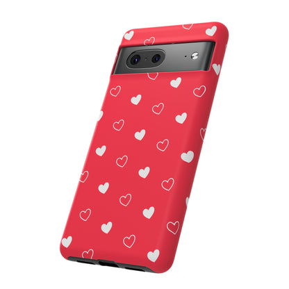 Cherry Red Heart Pattern Tough Phone Case