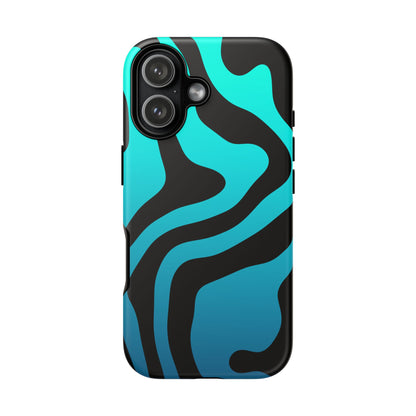 Black Aqua Wave Tough Phone Case
