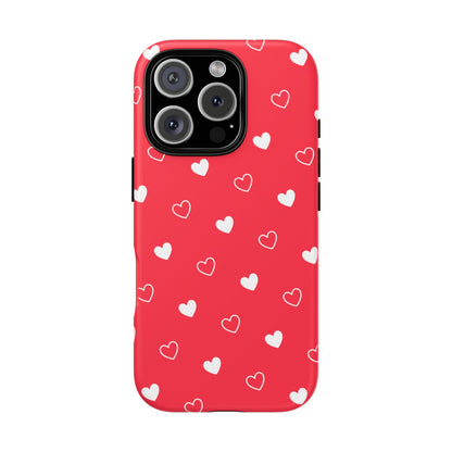 Cherry Red Heart Pattern Tough Phone Case