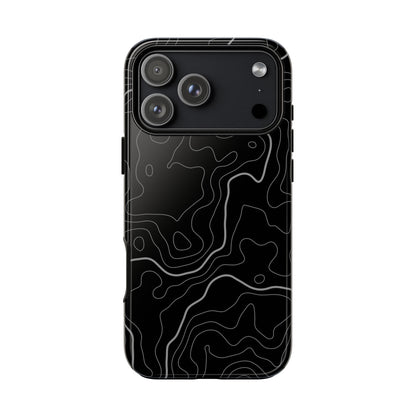 Black Topographic Tough Phone Case