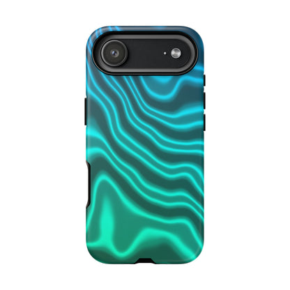 Teal Glow Wave Tough Phone Case